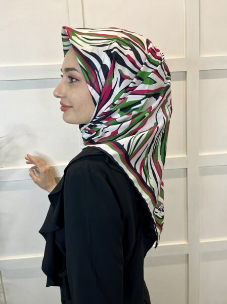 Quare Rayon Tivil Eşarp Desenli Rayon Eşarp 1070 YEŞİL