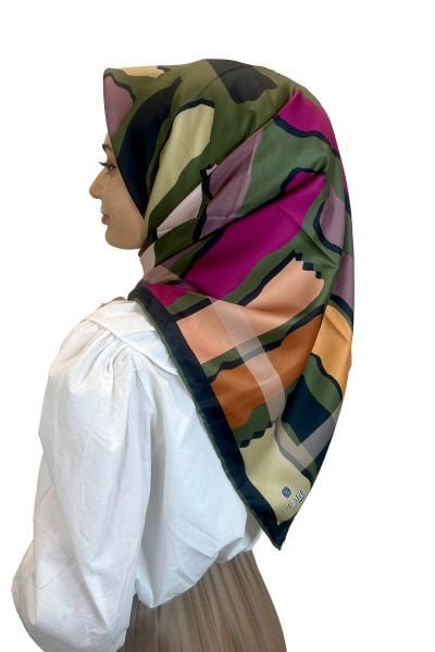 Quare Desenli Rayon Eşarp 01072 HAKİ