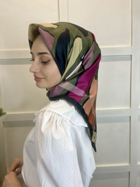 Quare Desenli Rayon Eşarp 01072 HAKİ