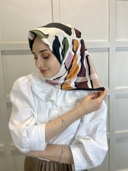 Quare Desenli Rayon Eşarp 01072 BEJ