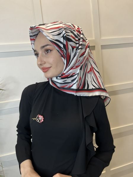 Quare Rayon Tivil Eşarp Desenli Rayon Eşarp 1070 SİYAH BEYAZ