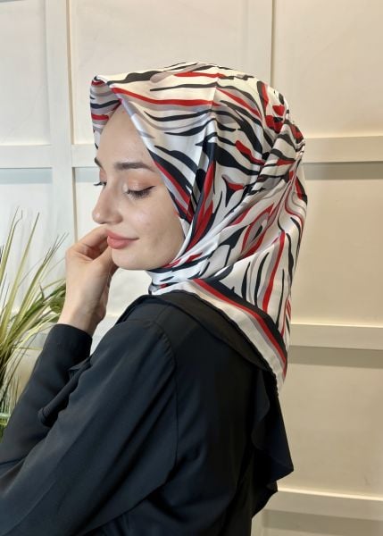Quare Rayon Tivil Eşarp Desenli Rayon Eşarp 1070 SİYAH BEYAZ