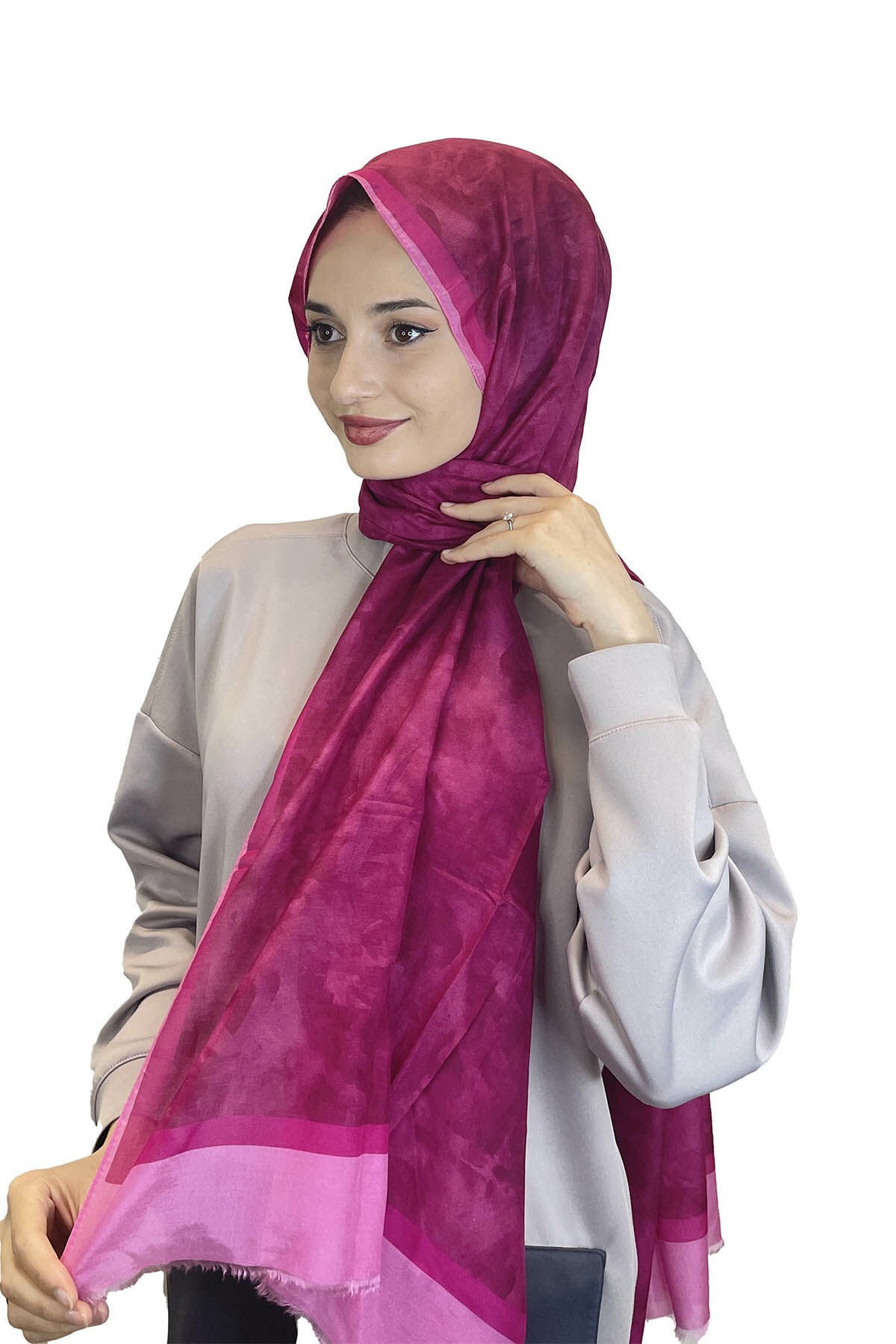 Aker İpek Koton (Cotton) Summer Cool Shawl Scarf 7208777 FUCHIA