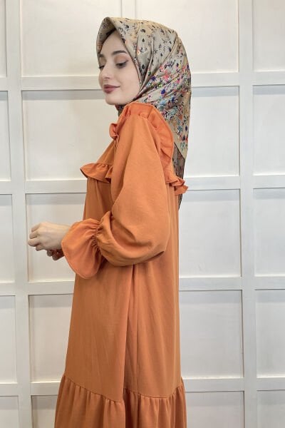 Aker Sura İpek Eşarp - 2024-2025 Sonbahar Kış Desenli İpek Eşarp 8931701 VİZON