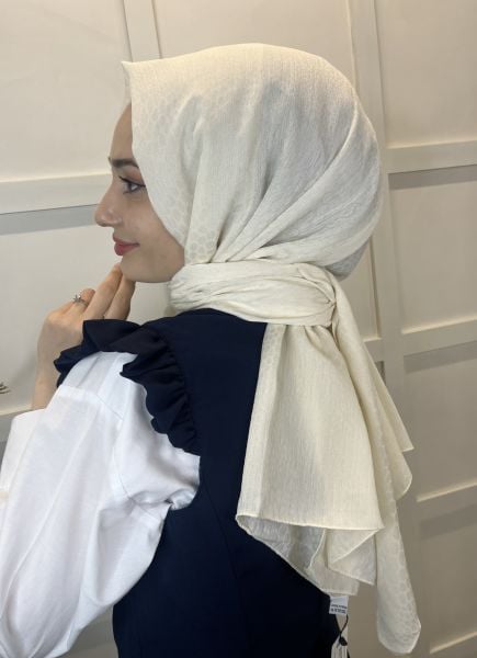 Harem Scarf Alisa Jakarlı Şal 01073 KREM