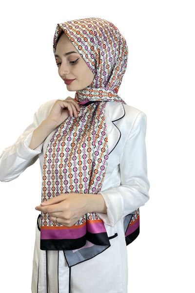 Quare İpeksi Şal Geometrik Desenli Şık Tesettür Şal 01103 PEMBE