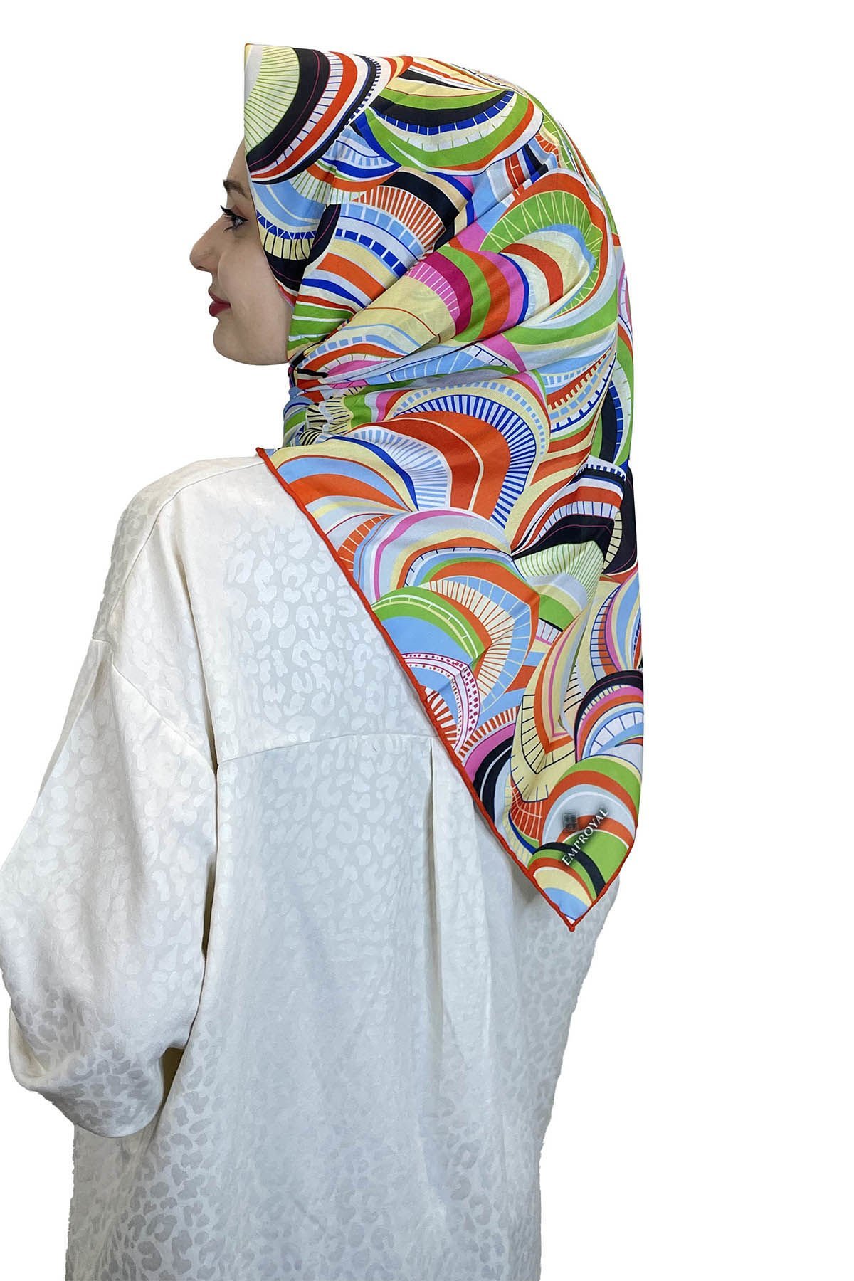 Shecarf Emproyal Patterned Cotton Soft Scarf 01093 ORANGE