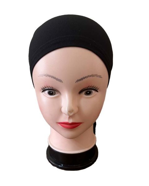 Laced Lycra Scarf Shawl Bonnet, Hijab Bonnet BLACK