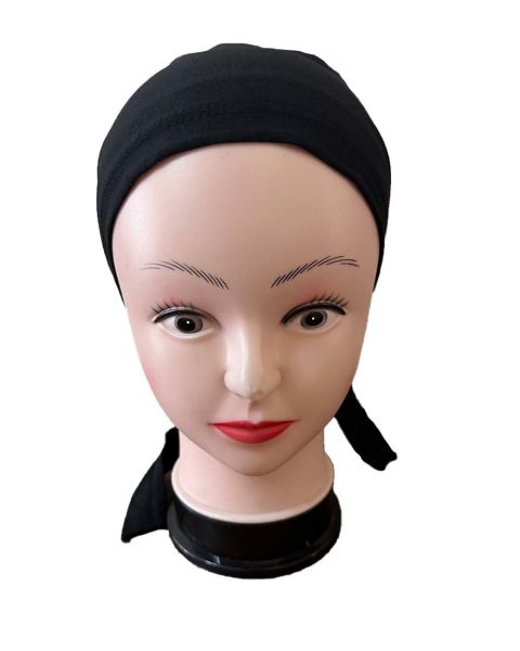 Stitched 100% Cotton Combed Bonnet, Scarf and Shawl Bonnet BLACK