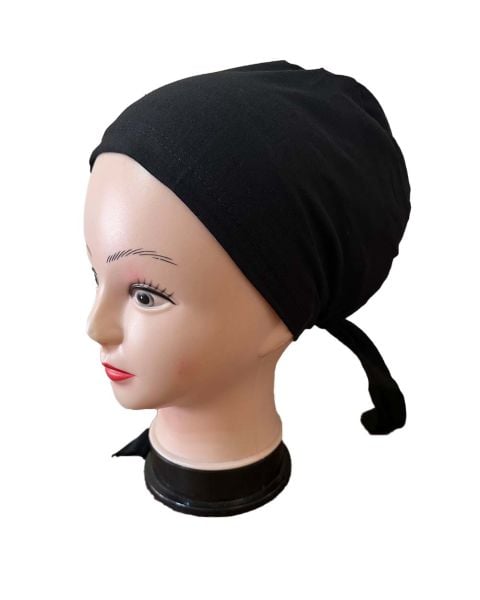 Stitched 100% Cotton Combed Bonnet, Scarf and Shawl Bonnet BLACK