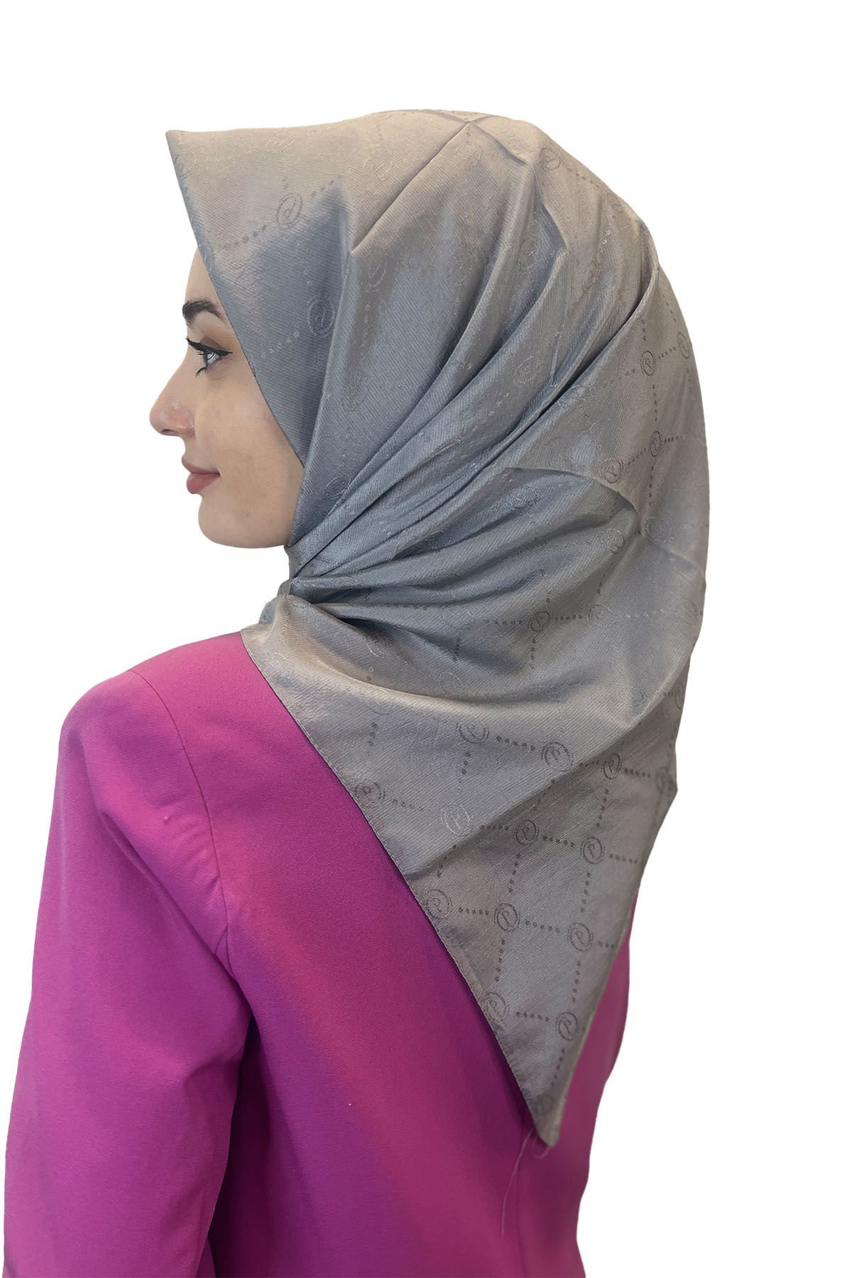 Jacquard Monogram Scarf, Pyramid Monogram, Patterned Scarf 01009 SILVER