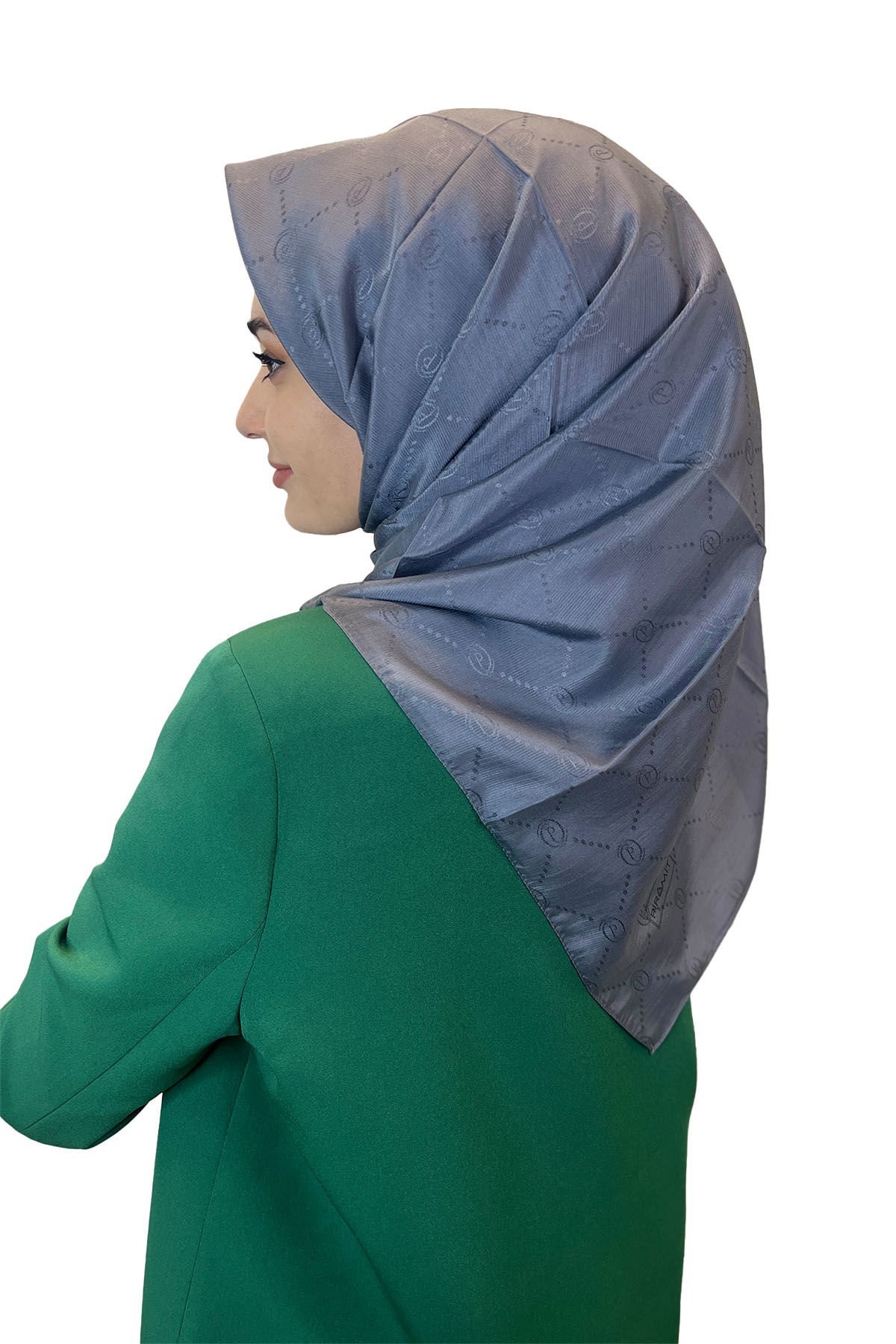 Jacquard Monogram Scarf, Pyramid Monogram, Patterned Scarf 01009 DARK SILVER
