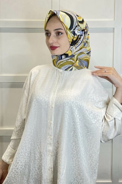 Shecarf Emproyal Desenli Pamuk Soft Eşarp 01093 GRİ