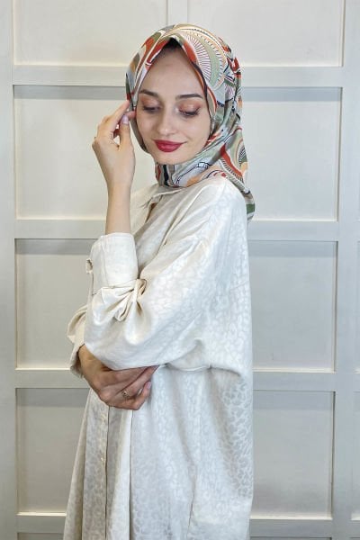 Shecarf Emproyal Patterned Cotton Soft Scarf 01093 MINK