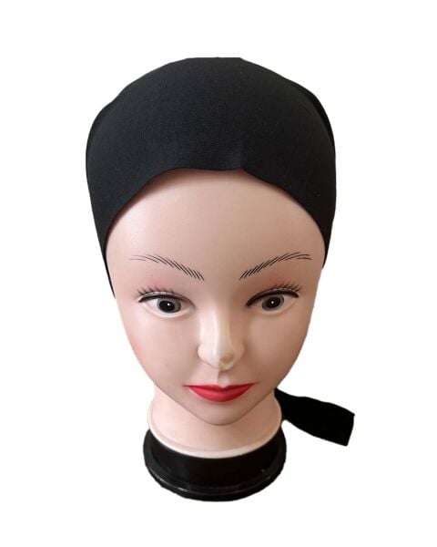 Seamless 100% Cotton Scarf Shawl Bonnet, Combed Cotton Bonnet BLACK