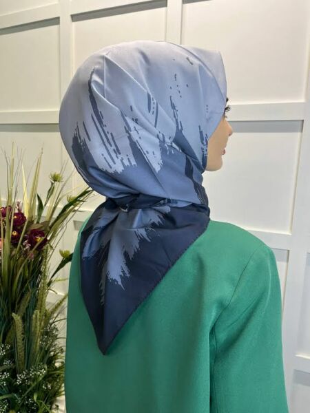 Eflatun Scarf Dijital Baskı Renkli Rayon Eşarp 00749 ANTRASİT