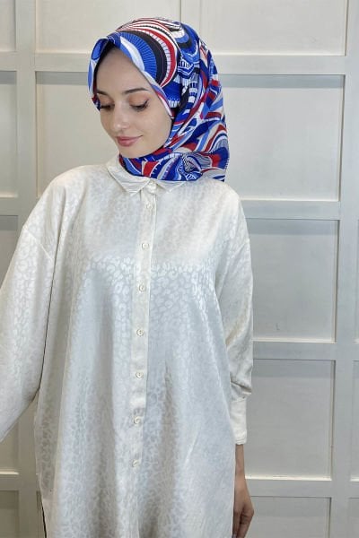 Shecarf Emproyal Patterned Cotton Soft Scarf 01093 DARK BLUE