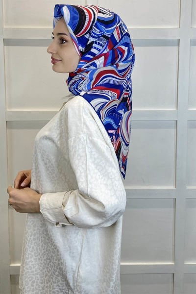 Shecarf Emproyal Patterned Cotton Soft Scarf 01093 DARK BLUE