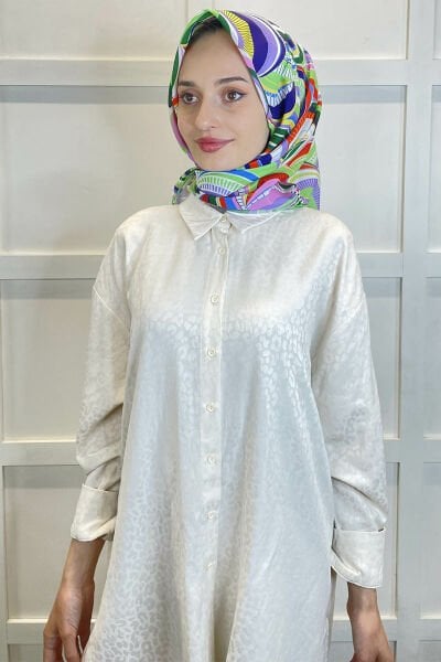 Shecarf Emproyal Patterned Cotton Soft Scarf 01093 NEON