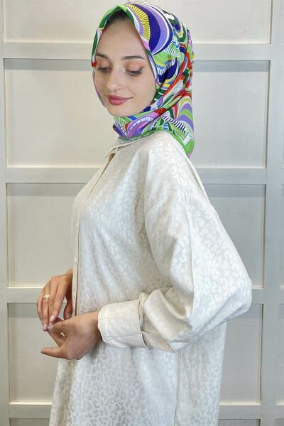 Shecarf Emproyal Patterned Cotton Soft Scarf 01093 NEON