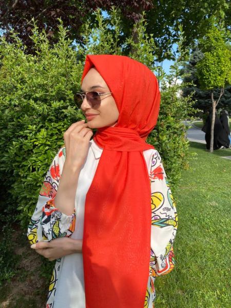 Red voile scarf top