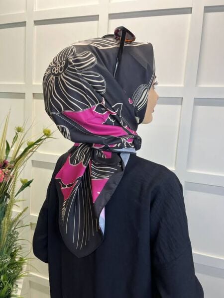 Magenta Scarf Digital Printing Bud Pattern Rayon Scarf 00749 PINK