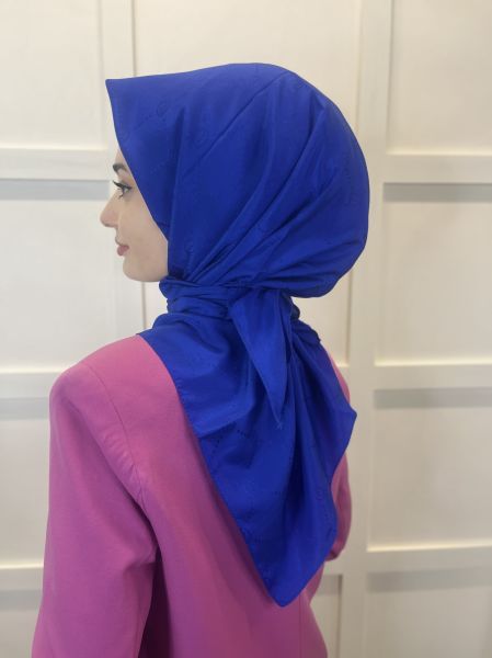 Jakarlı Monogram Eşarp, Piramit Monogram, Desenli Eşarp 01009 SAKS