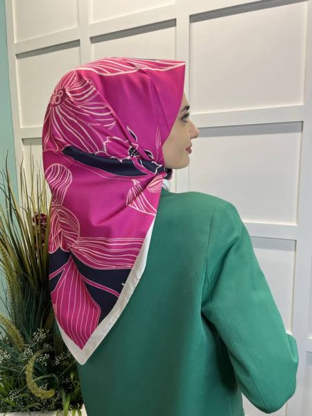 Magenta Scarf Digital Printing Bud Pattern Rayon Scarf 00749 FUCHIA