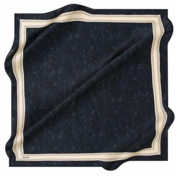 Aker Sezonsuz (Tek Renk) Sura Krep Saten 90x90cm İpek Eşarp 00275 LACİVERT