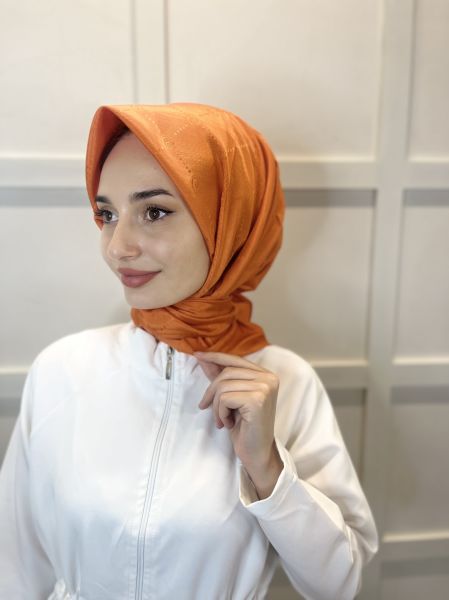 Jacquard Monogram Scarf, Pyramid Monogram, Patterned Scarf 01009 ORANGE