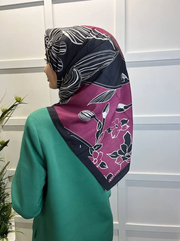 Magenta Scarf Digital Printing Bud Pattern Rayon Scarf 00749 CHERRY