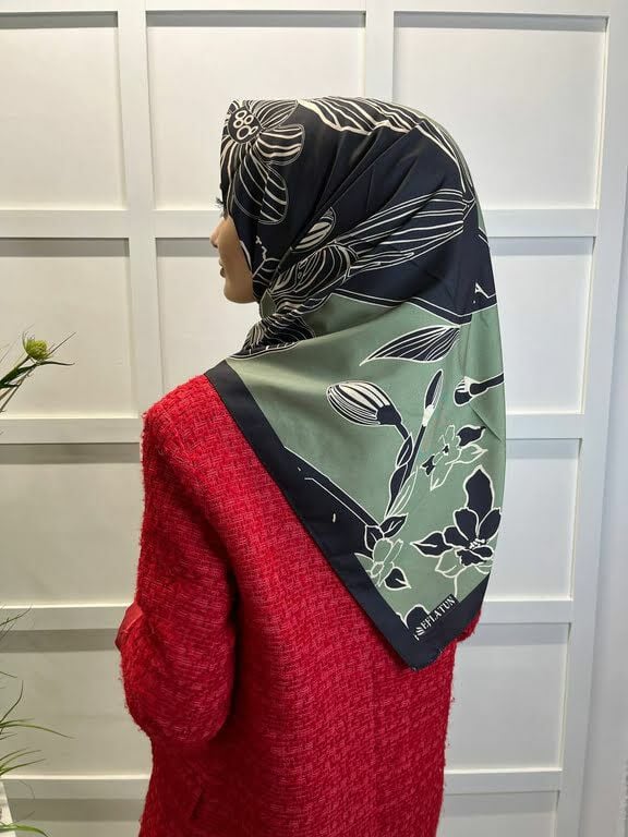 Magenta Scarf Digital Printing Bud Pattern Rayon Scarf 00749 KHAKI