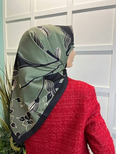 Magenta Scarf Digital Printing Bud Pattern Rayon Scarf 00749 KHAKI