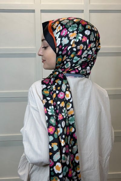 Quare Silky Shawl Floral Patterned Hijab Shawl 01105 TILE