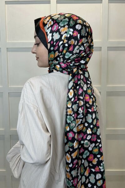 Quare Silky Shawl Floral Patterned Hijab Shawl 01105 TILE