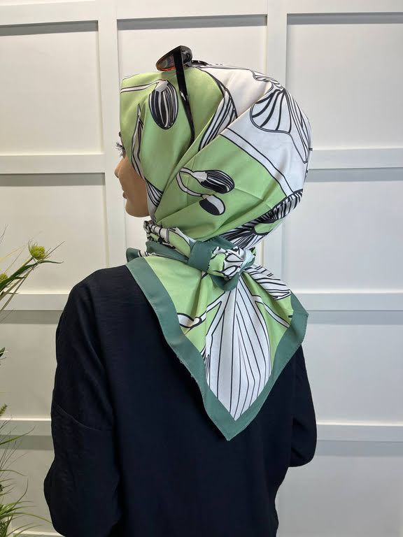 Magenta Scarf Digital Printing Bud Pattern Rayon Scarf 00749 MINT GREEN
