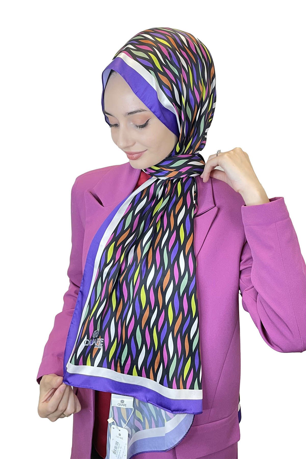 Quare Silky Shawl Stripe Pattern Stylish Hijab Shawl 01106 PURPLE