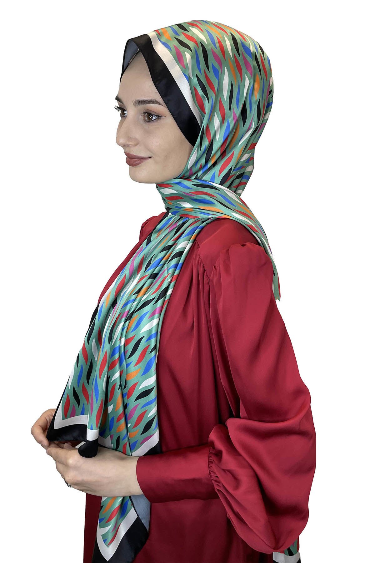 Quare Silky Shawl Stripe Pattern Stylish Hijab Shawl 01106 MINT