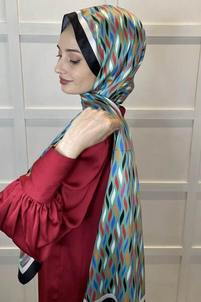 Quare Silky Shawl Stripe Pattern Stylish Hijab Shawl 01106 MINT