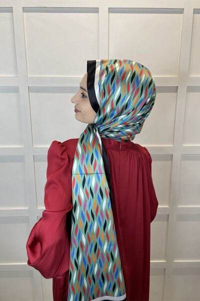 Quare Silky Shawl Stripe Pattern Stylish Hijab Shawl 01106 MINT