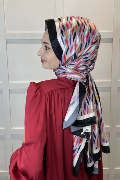 Quare Silky Shawl Stripe Pattern Stylish Hijab Shawl 01106 GRAY