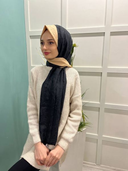 Loryan Scarf Çift Renk Bambu Kraş Şal 00693 KOYU BEJ