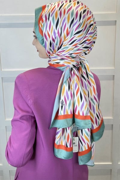 Quare Silky Shawl Stripe Pattern Stylish Hijab Shawl 01106 WATER GREEN