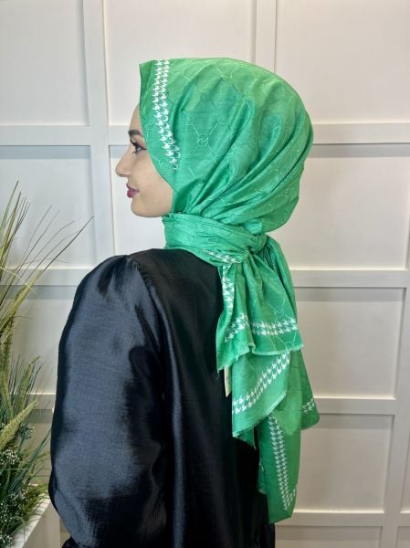 Hint İpek Kazayağı Desenli Monogram Şal 00910 BENETTON