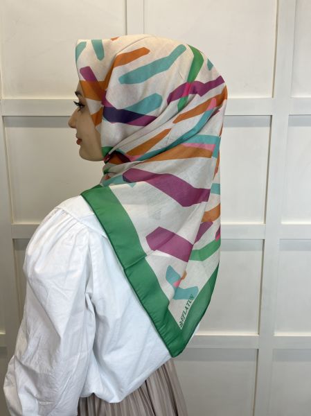 Pamuklu Cotton Eşarp, Eflatun Scarf Desenli Pamuklu Eşarp 01004 BENETTON