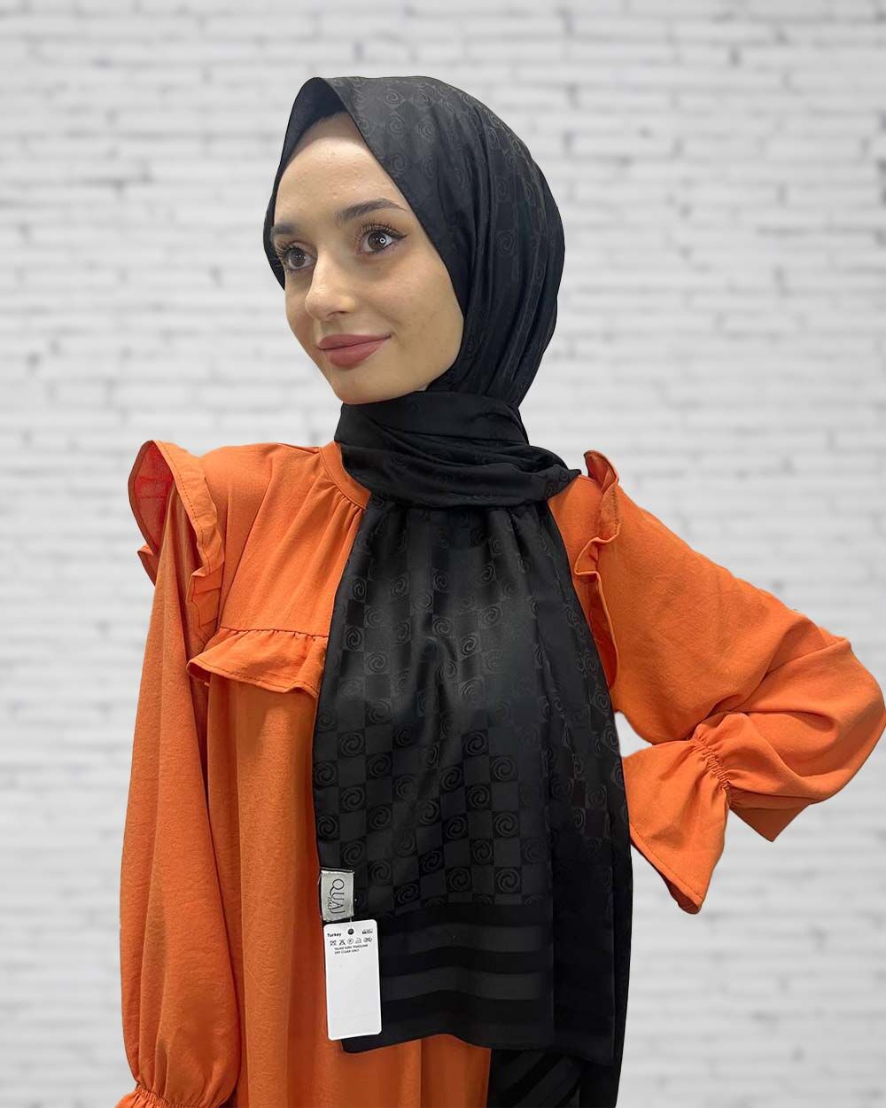 Cosie Monogram Desenli Jakarlı Şal 00905 SİYAH