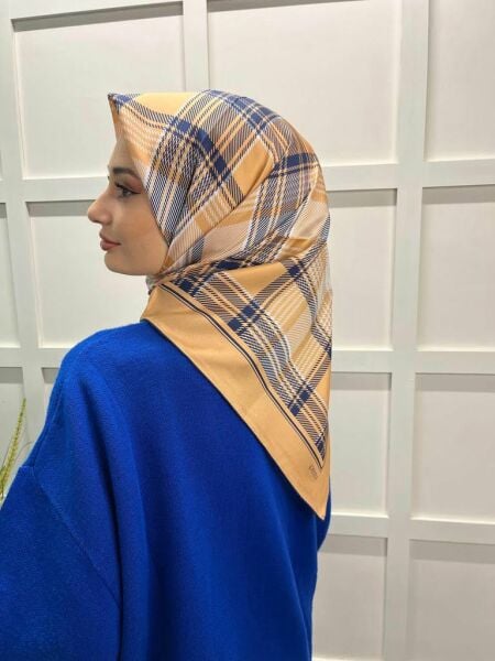 İpekevi London Plaid Twill Silk Scarf 01152 SALMON