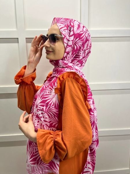 Cosie Flower Pattern Cotton Shawl 00903 Fuchsia