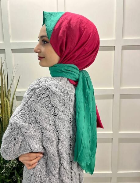 Loryan Scarf Çift Renk Bambu Kraş Şal 00693 FUŞYA