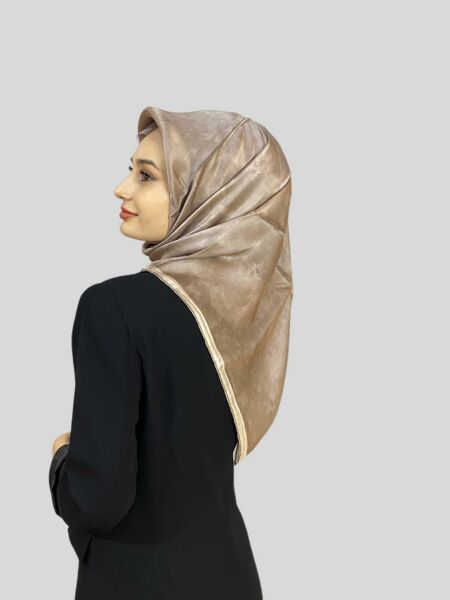 Aker Bulut Desen Sezonsuz (Tek Renk) Sura Krep Saten 90x90cm İpek Eşarp 7208701 AÇIK VİZON